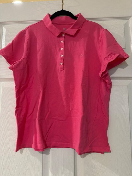 Izod Tops - Izod Womens Pink Polo Shirt 1X Cotton Spandex Blend Short Sleeve Embroidered Log